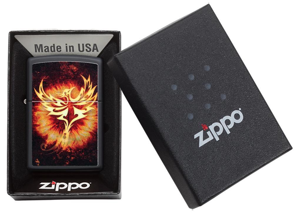 Zippo Phoenix Design Black Matte Pocket Lighter - Bhawar Store